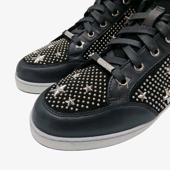 Jimmy Choo Shoes Womens EU 36 US 6 Black High Top Star Studded Made in Italy - Picture 3 of 14